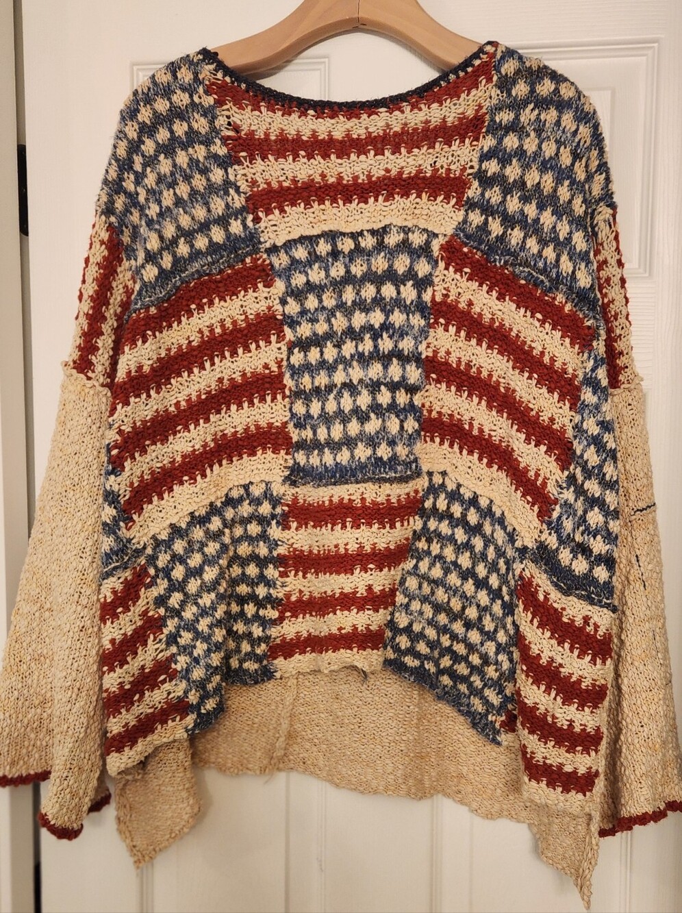 Free People Oversized American Flag Slouchy Sweater Size Large - Picture 7 of 10